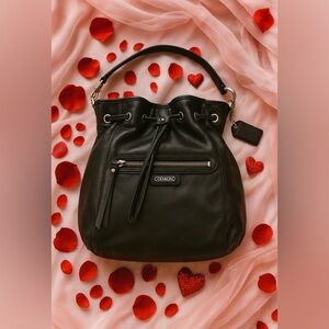 COACH Black Leather Drawstring Bag 
“pristine condition”